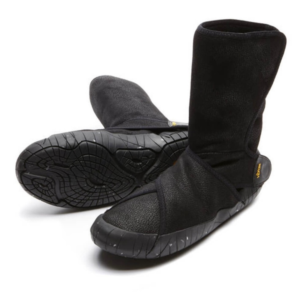 VIBRAM Furoshiki shearling  mid wrap boots  black unisex women 38-39, 7-8.